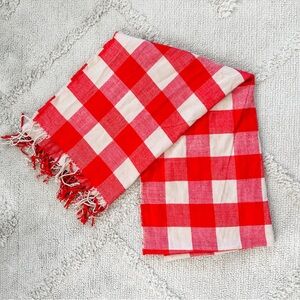 J. Crew Red and Cream Checkered Scarf